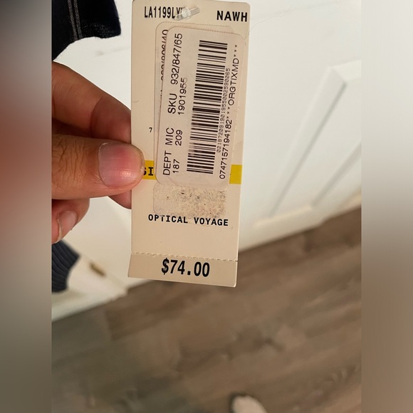 Gibson Latimer, navy blue and white stripe blouse size M. - Picture 3 of 5